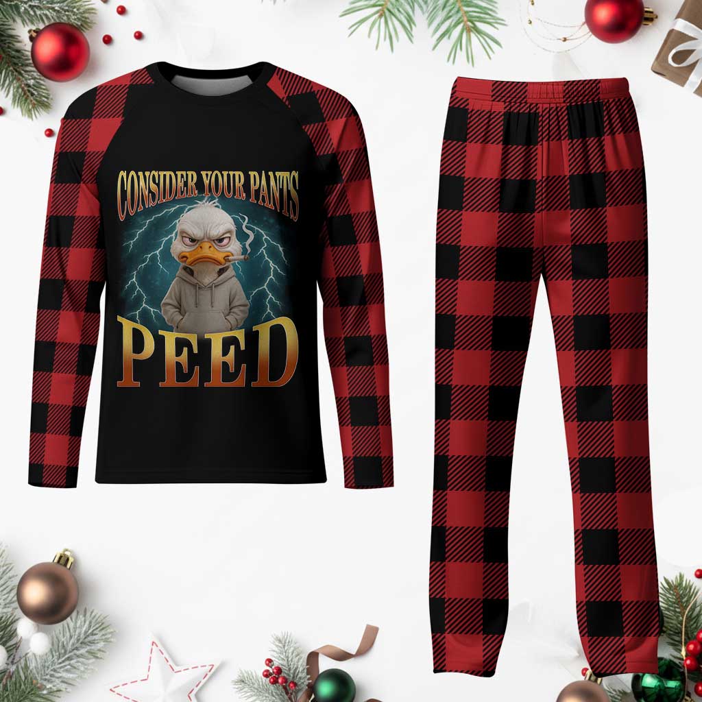 Funny Smoking Goose Meme Plaid Pajama Set Consider Your Pants Peed - Wonder Print Shop