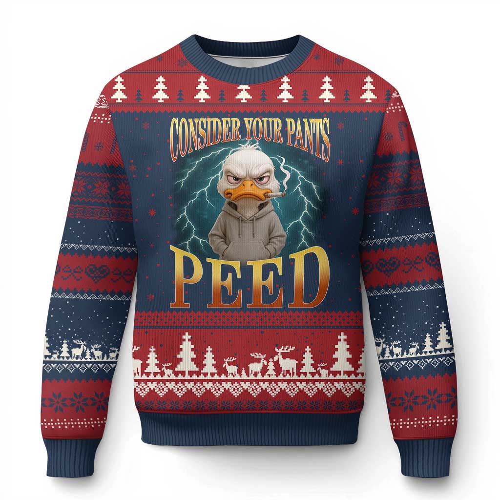 Funny Smoking Goose Meme Ugly Christmas Sweater Consider Your Pants Peed - Wonder Print Shop