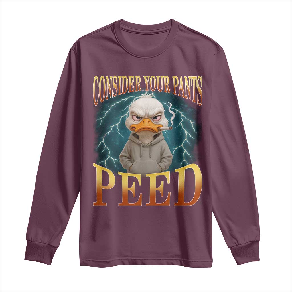 Funny Smoking Goose Meme Long Sleeve Shirt Consider Your Pants Peed - Wonder Print Shop