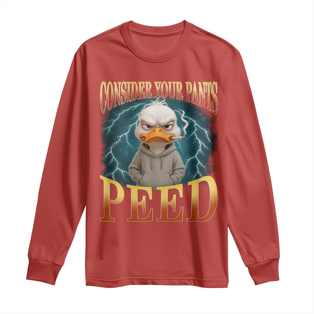 Funny Smoking Goose Meme Long Sleeve Shirt Consider Your Pants Peed - Wonder Print Shop