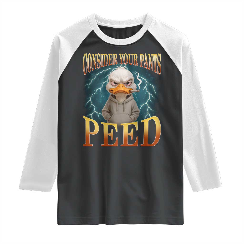 Funny Smoking Goose Meme Raglan Shirt Consider Your Pants Peed - Wonder Print Shop