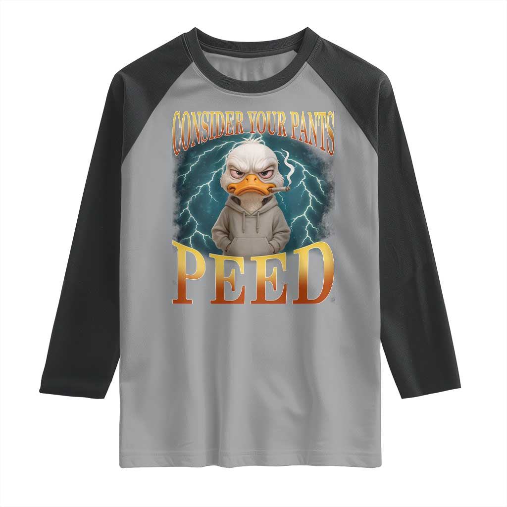 Funny Smoking Goose Meme Raglan Shirt Consider Your Pants Peed - Wonder Print Shop