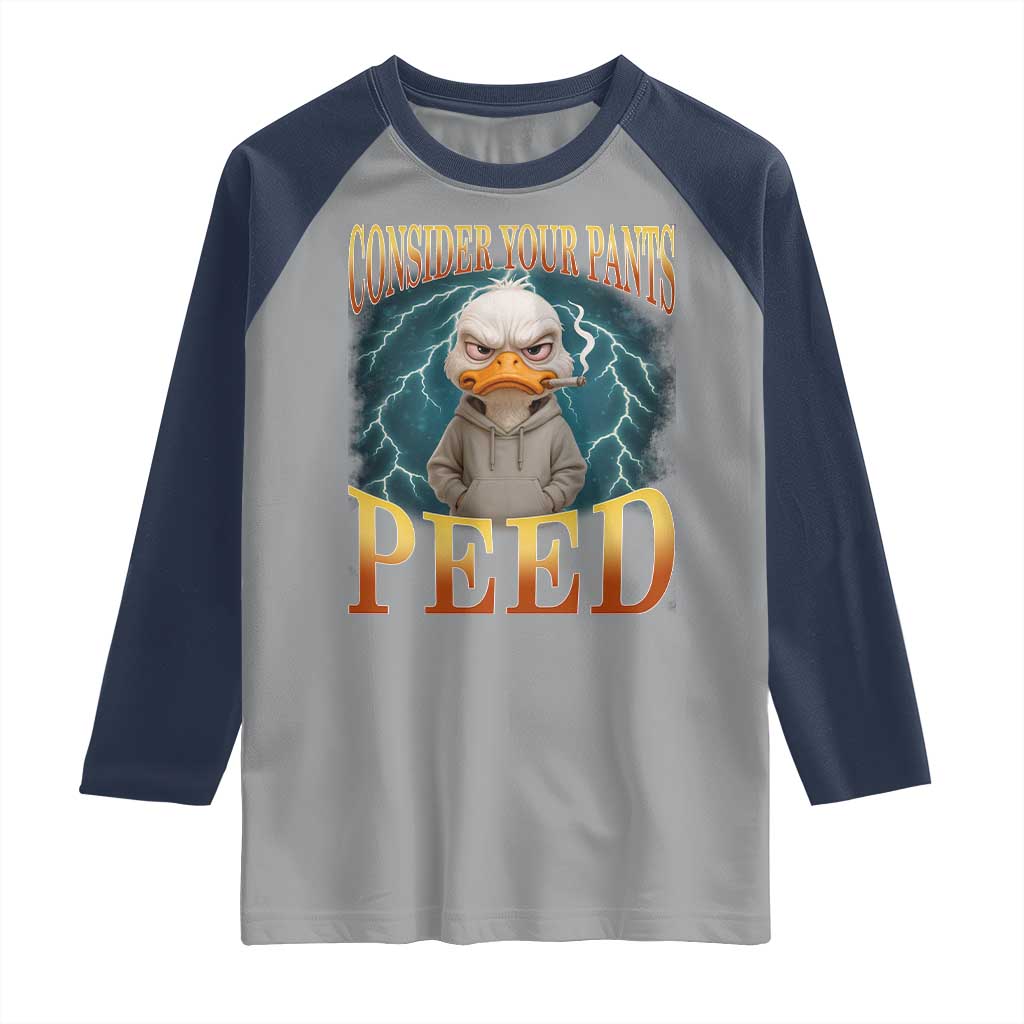 Funny Smoking Goose Meme Raglan Shirt Consider Your Pants Peed - Wonder Print Shop