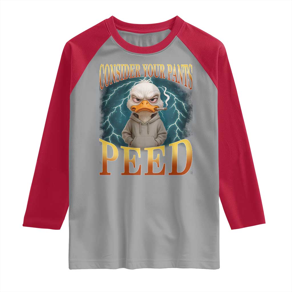 Funny Smoking Goose Meme Raglan Shirt Consider Your Pants Peed - Wonder Print Shop