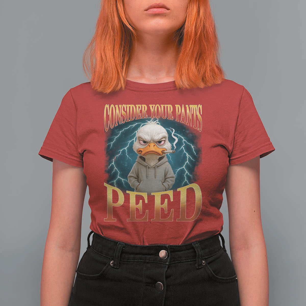 Funny Smoking Goose Meme T Shirt For Women Consider Your Pants Peed - Wonder Print Shop