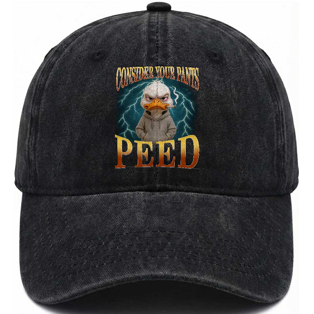 Funny Smoking Goose Meme Washed Cotton Baseball Cap Consider Your Pants Peed