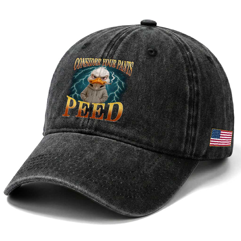 Funny Smoking Goose Meme Washed Cotton Baseball Cap Consider Your Pants Peed
