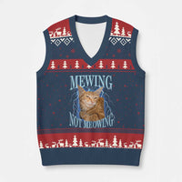 Mewing Not Meowing V-Neck Knit Sweater Vest Funny Cat Meme - Wonder Print Shop