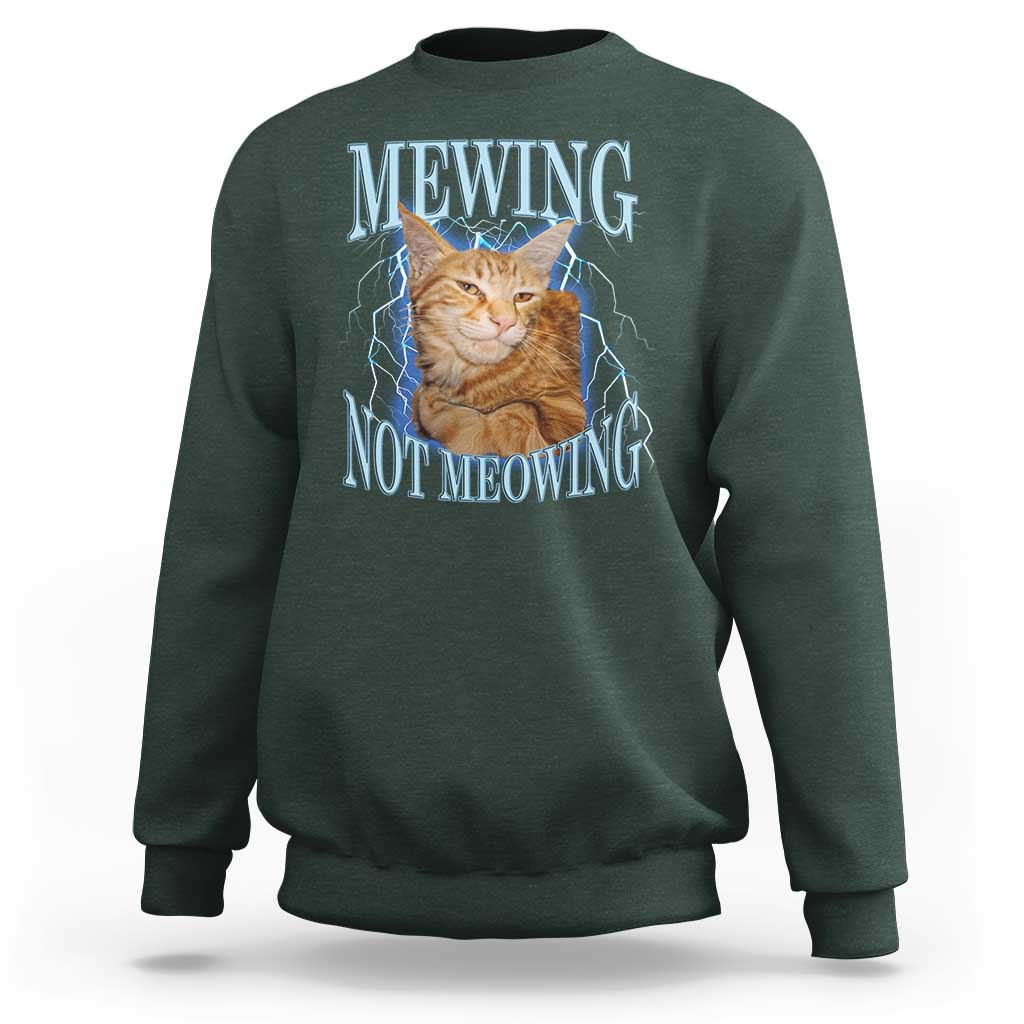 Mewing Not Meowing Sweatshirt Funny Cat Meme - Wonder Print Shop