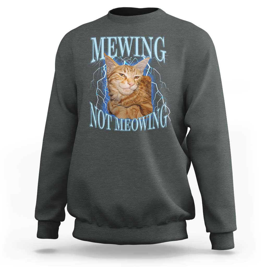 Mewing Not Meowing Sweatshirt Funny Cat Meme - Wonder Print Shop