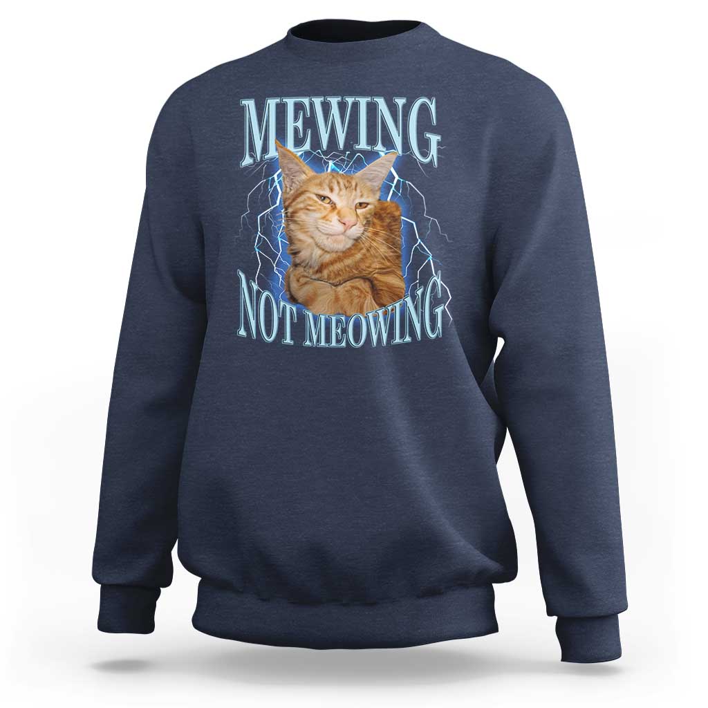 Mewing Not Meowing Sweatshirt Funny Cat Meme - Wonder Print Shop