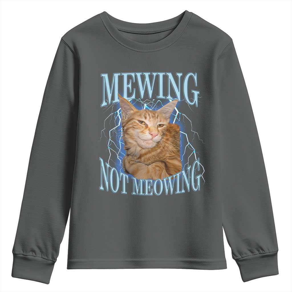 Mewing Not Meowing Youth Sweatshirt Funny Cat Meme - Wonder Print Shop