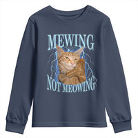 Mewing Not Meowing Youth Sweatshirt Funny Cat Meme - Wonder Print Shop