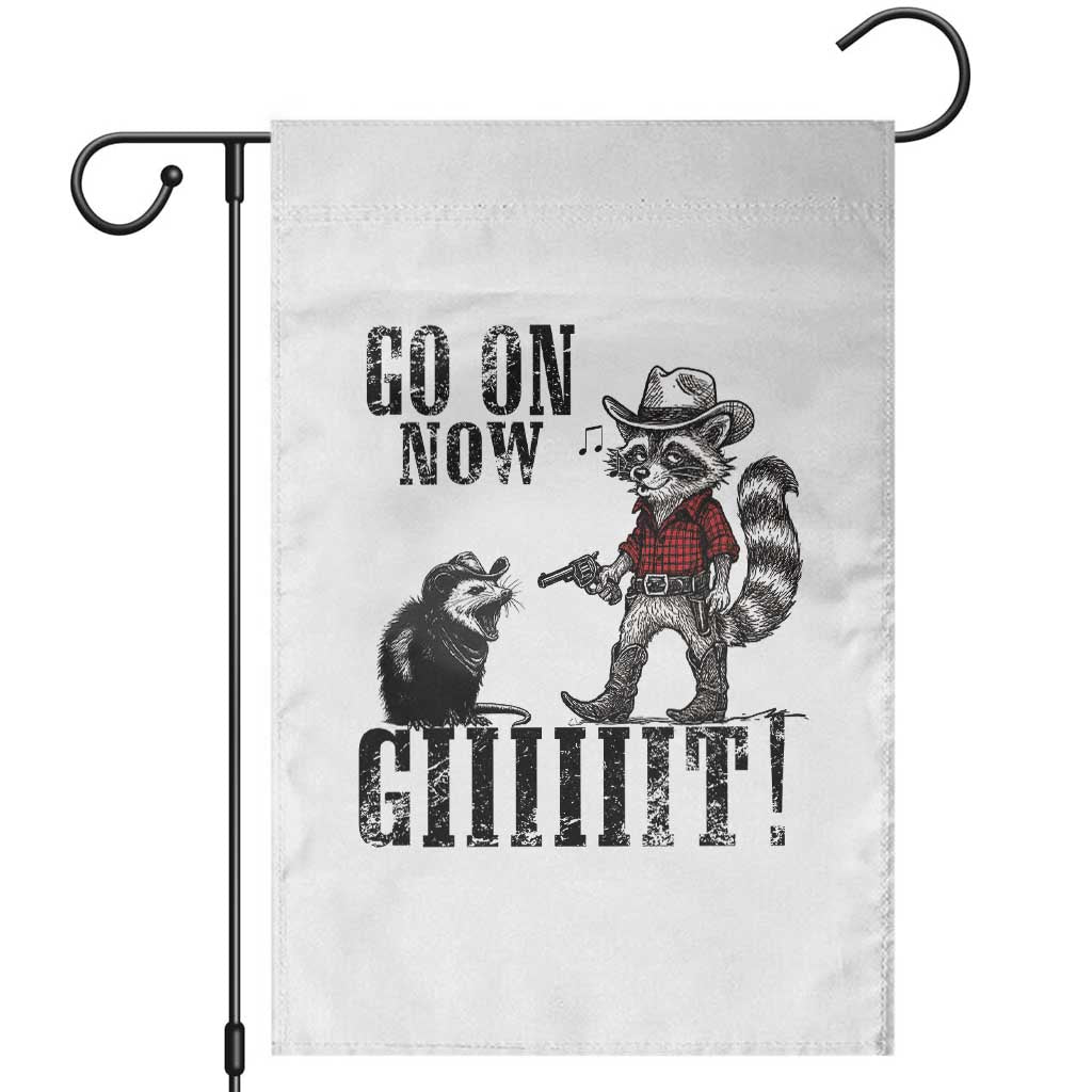 Funny Cowboy Raccoon Opossum Garden Flag Go On Now Git - Wonder Print Shop
