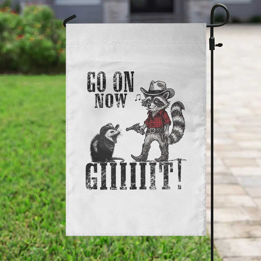 Funny Cowboy Raccoon Opossum Garden Flag Go On Now Git - Wonder Print Shop