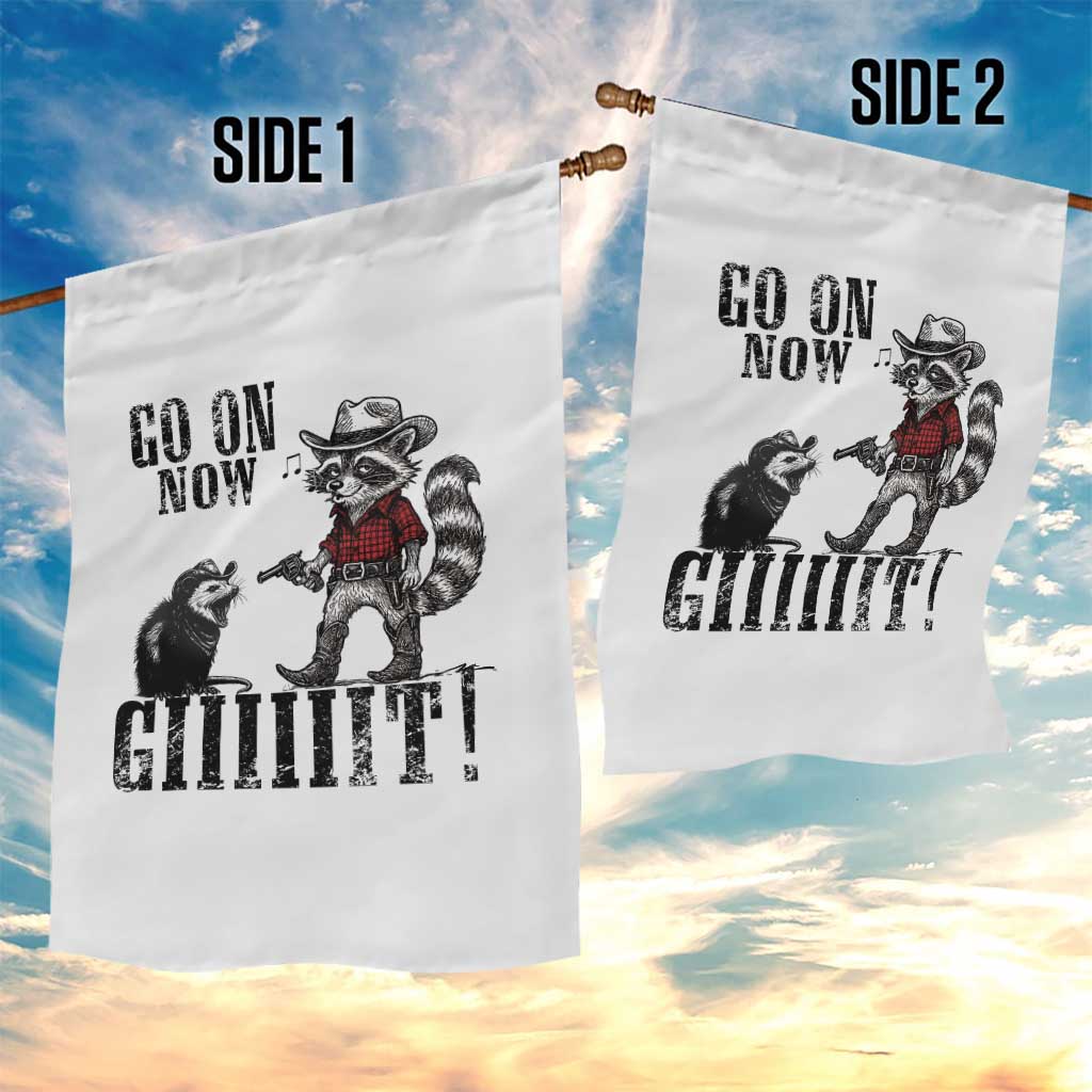 Funny Cowboy Raccoon Opossum Garden Flag Go On Now Git - Wonder Print Shop