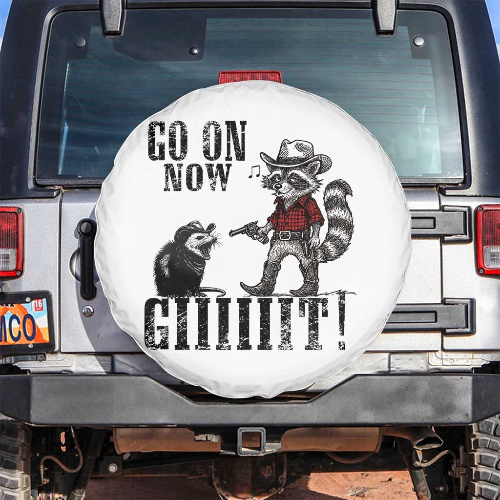 Funny Cowboy Raccoon Opossum Spare Tire Cover Go On Now Git - Wonder Print Shop