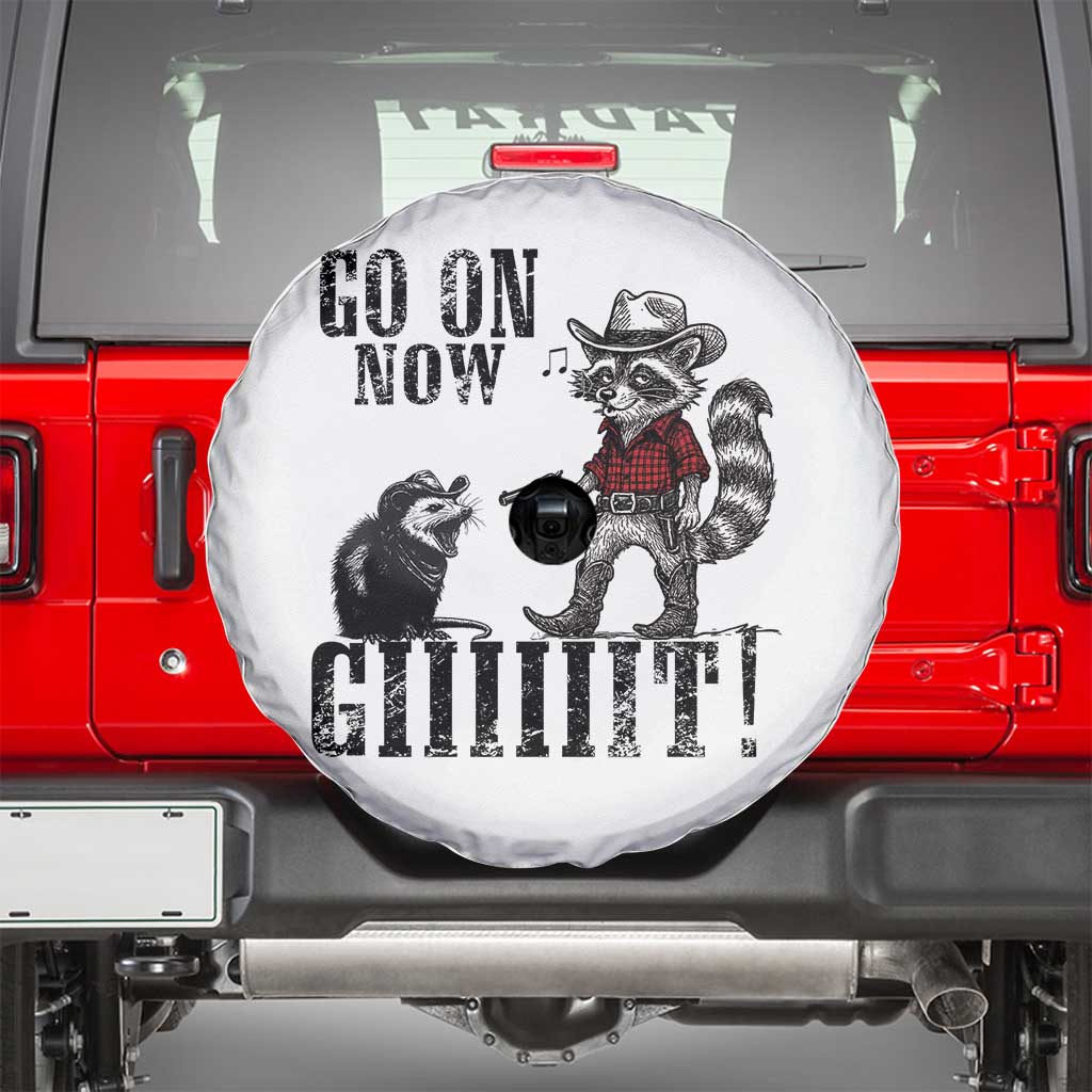 Funny Cowboy Raccoon Opossum Spare Tire Cover Go On Now Git - Wonder Print Shop