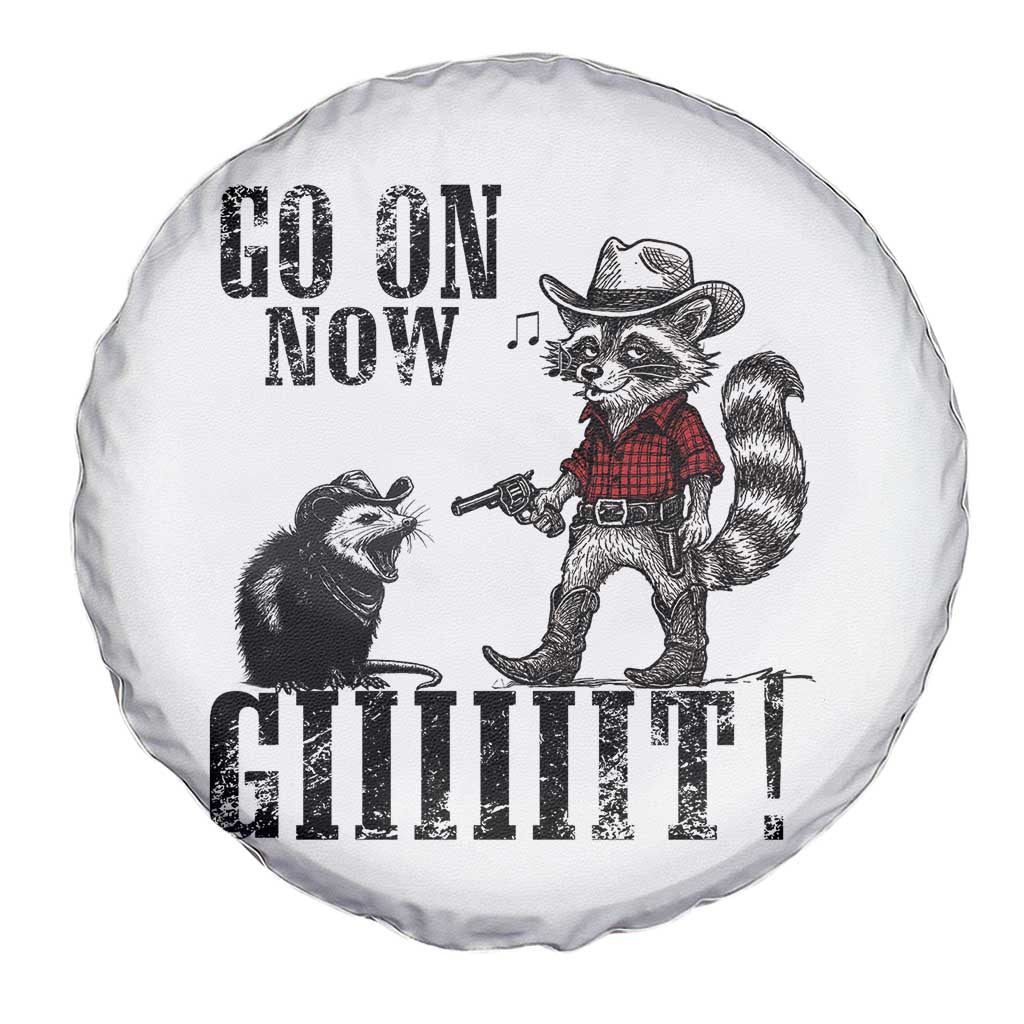 Funny Cowboy Raccoon Opossum Spare Tire Cover Go On Now Git - Wonder Print Shop