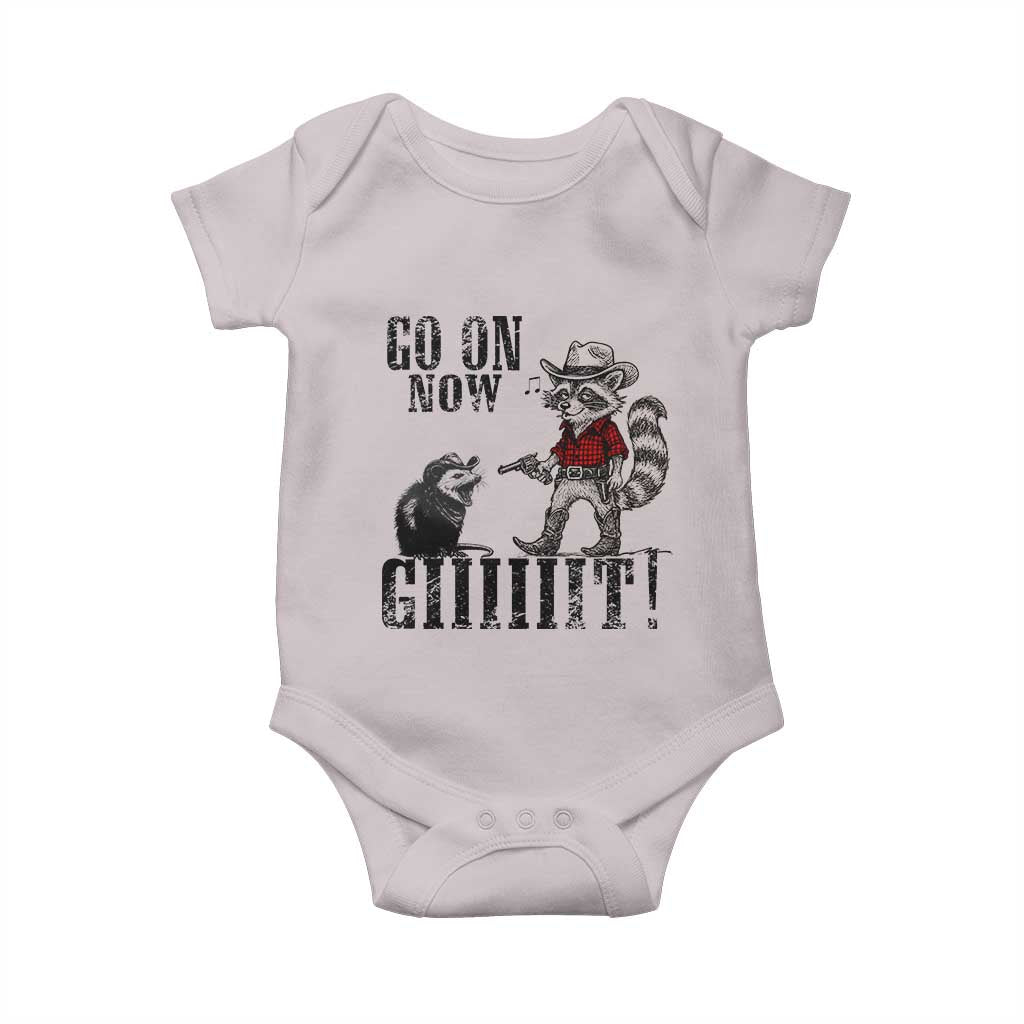 Funny Cowboy Raccoon Opossum Baby Onesie Go On Now Git - Wonder Print Shop