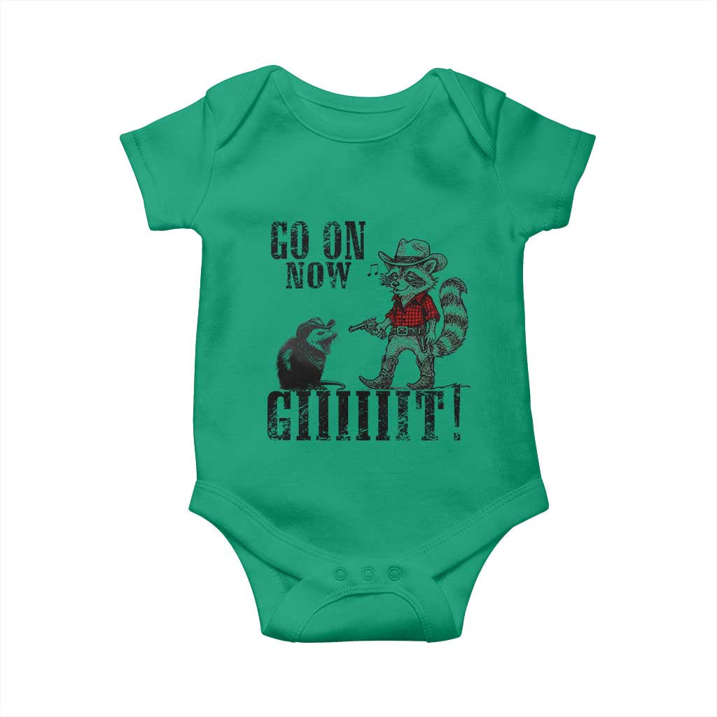 Funny Cowboy Raccoon Opossum Baby Onesie Go On Now Git - Wonder Print Shop
