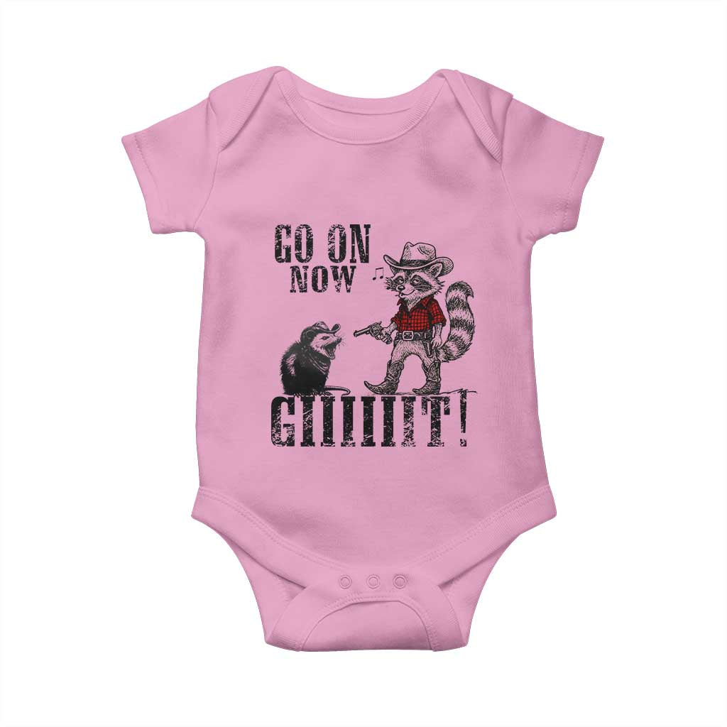Funny Cowboy Raccoon Opossum Baby Onesie Go On Now Git - Wonder Print Shop