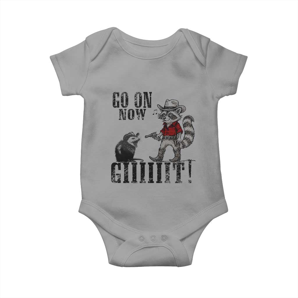 Funny Cowboy Raccoon Opossum Baby Onesie Go On Now Git - Wonder Print Shop