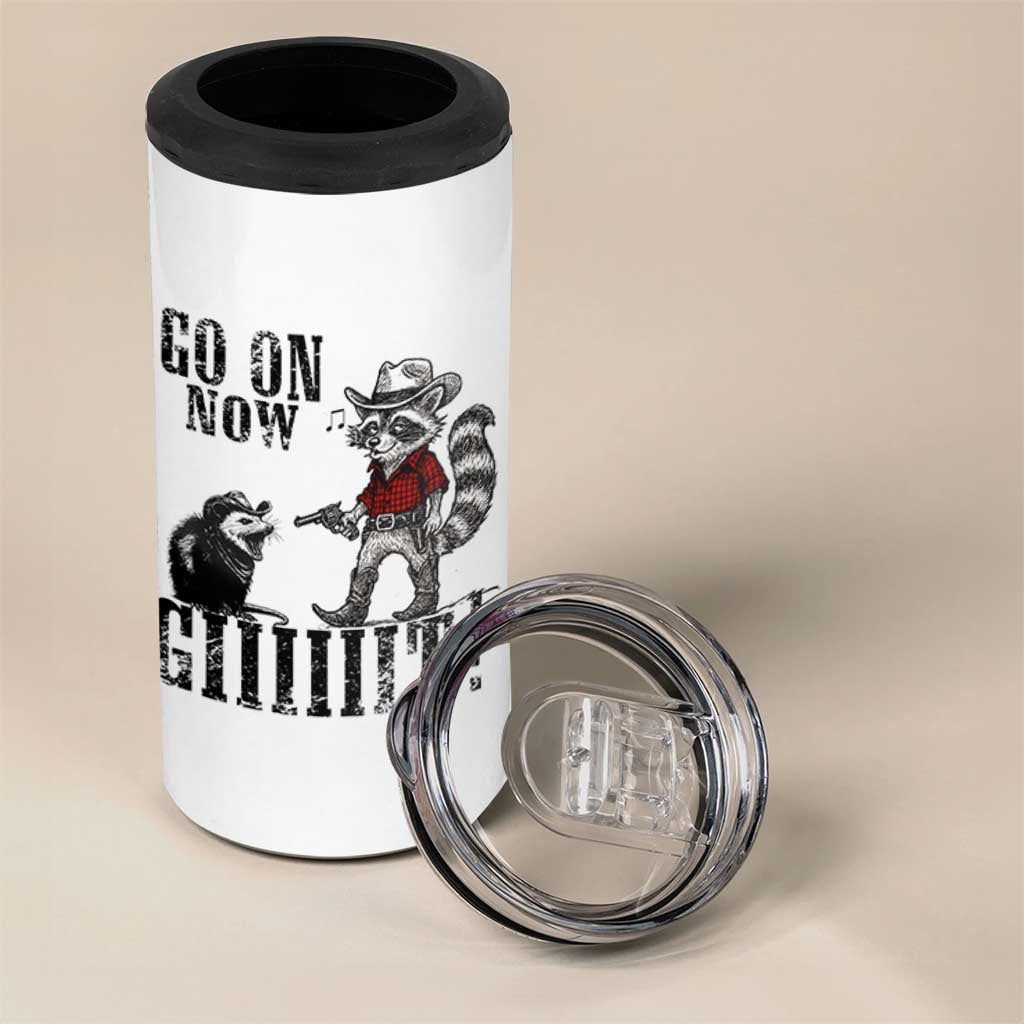 Funny Cowboy Raccoon Opossum 4 in 1 Can Cooler Tumbler Go On Now Git - Wonder Print Shop