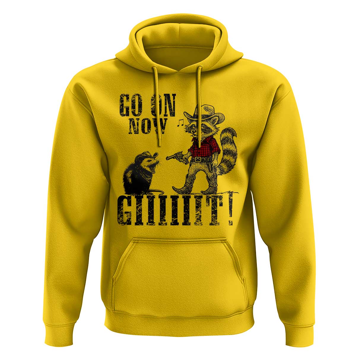 Funny Cowboy Raccoon Opossum Hoodie Go On Now Git - Wonder Print Shop
