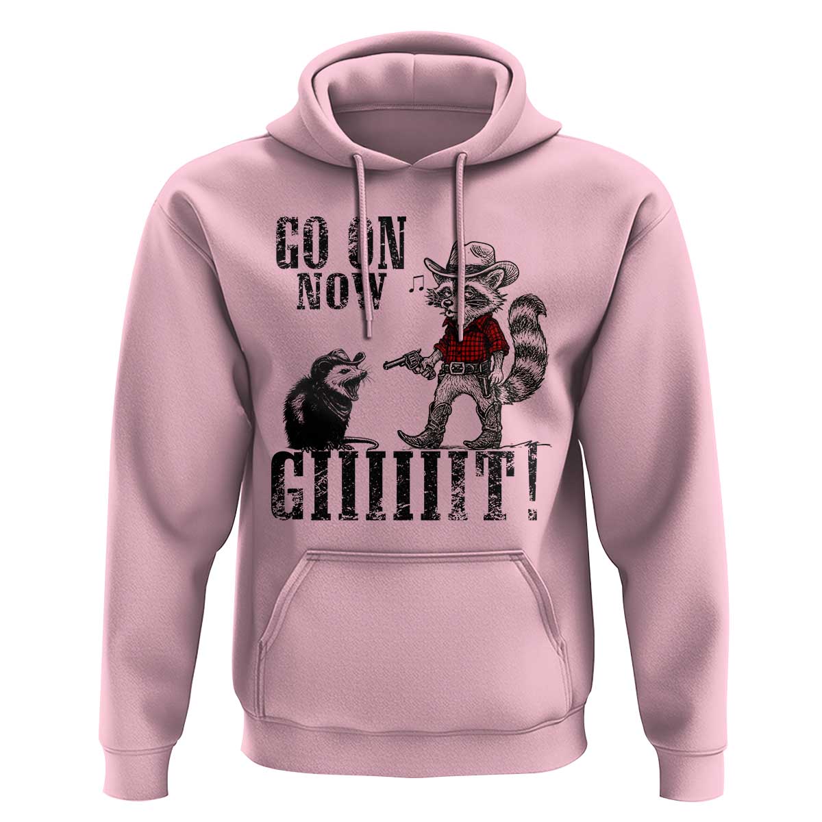 Funny Cowboy Raccoon Opossum Hoodie Go On Now Git - Wonder Print Shop