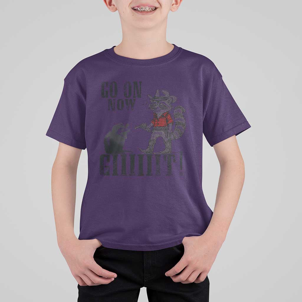 Funny Cowboy Raccoon Opossum T Shirt For Kid Go On Now Git - Wonder Print Shop