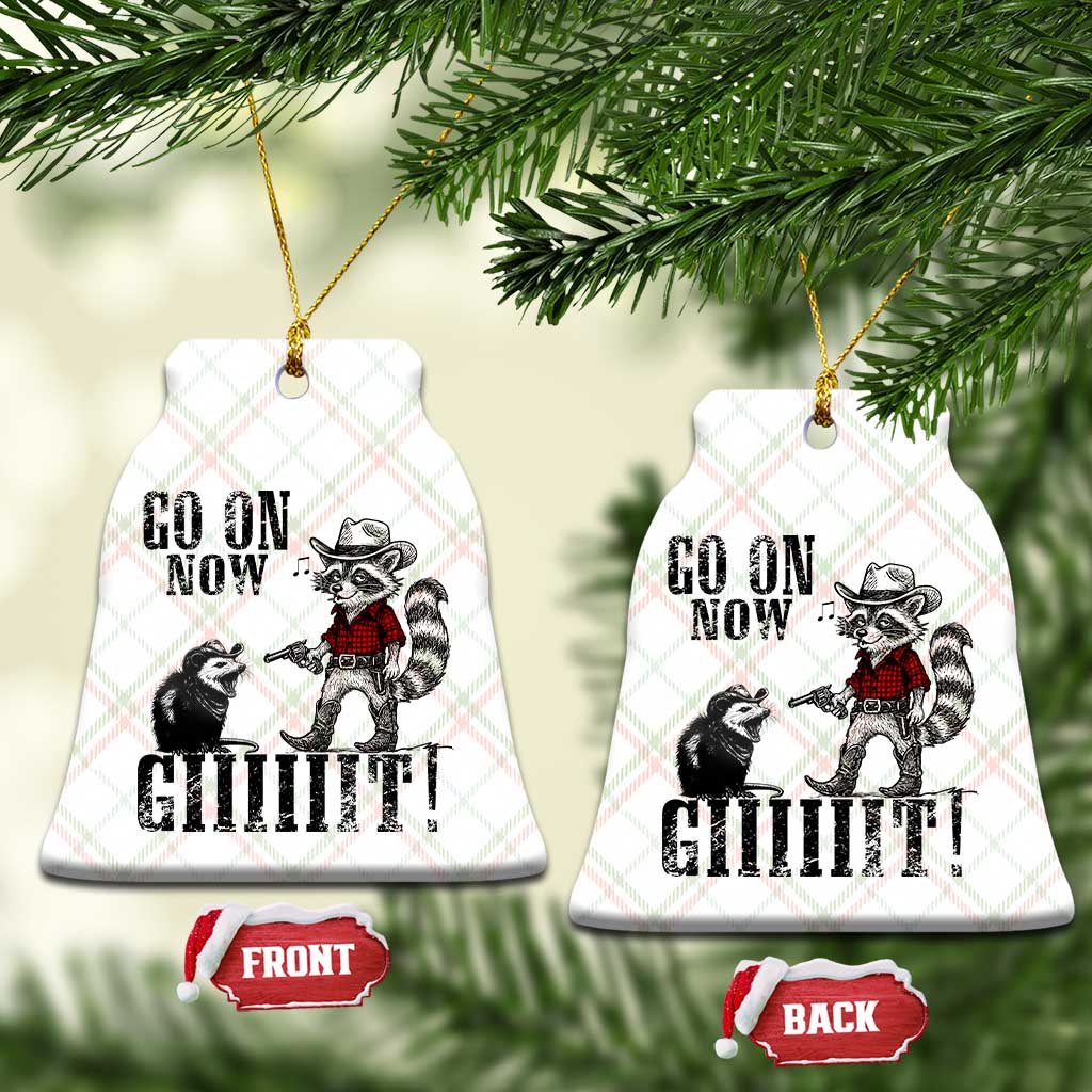 Funny Cowboy Raccoon Opossum Ceramic Ornament Go On Now Git - Wonder Print Shop
