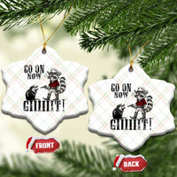 Funny Cowboy Raccoon Opossum Ceramic Ornament Go On Now Git - Wonder Print Shop