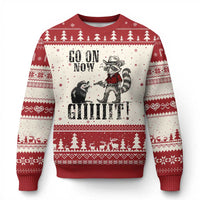 Funny Cowboy Raccoon Opossum Ugly Christmas Sweater Go On Now Git - Wonder Print Shop