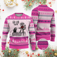 Funny Cowboy Raccoon Opossum Ugly Christmas Sweater Go On Now Git - Wonder Print Shop