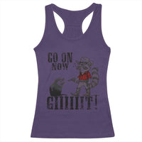 Funny Cowboy Raccoon Opossum Racerback Tank Top Go On Now Git - Wonder Print Shop