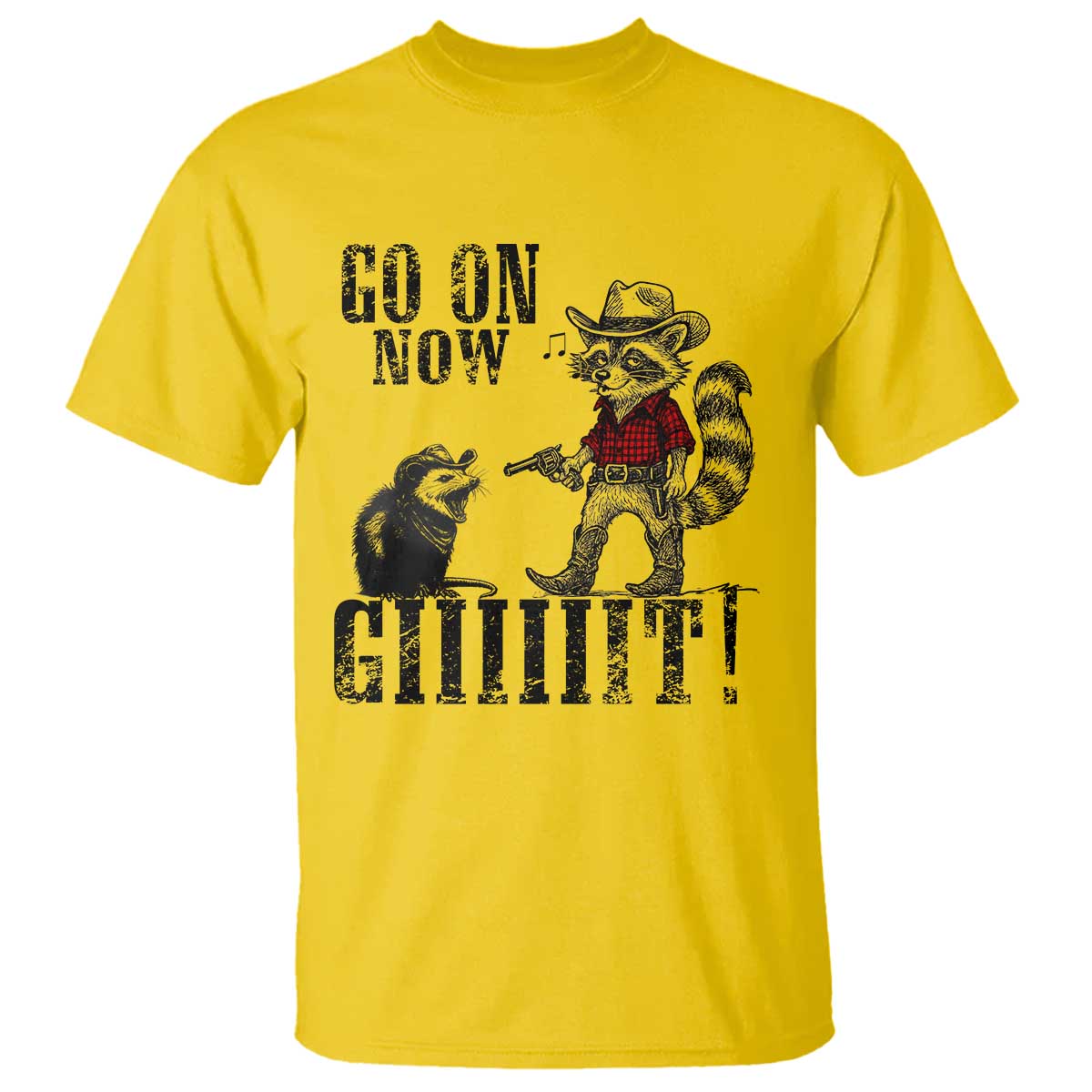 Funny Cowboy Raccoon Opossum T Shirt Go On Now Git - Wonder Print Shop