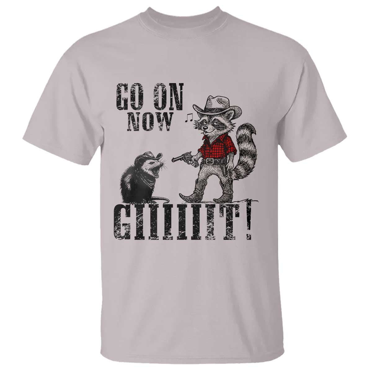 Funny Cowboy Raccoon Opossum T Shirt Go On Now Git - Wonder Print Shop