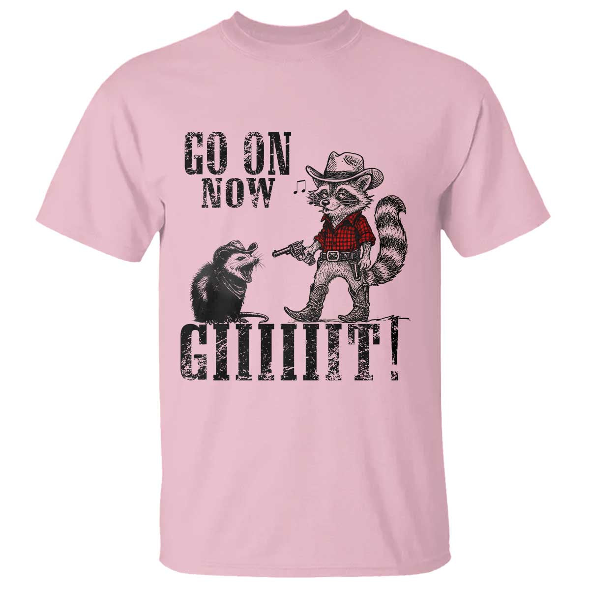Funny Cowboy Raccoon Opossum T Shirt Go On Now Git - Wonder Print Shop