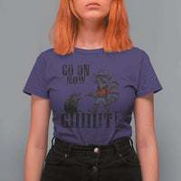 Funny Cowboy Raccoon Opossum T Shirt For Women Go On Now Git - Wonder Print Shop