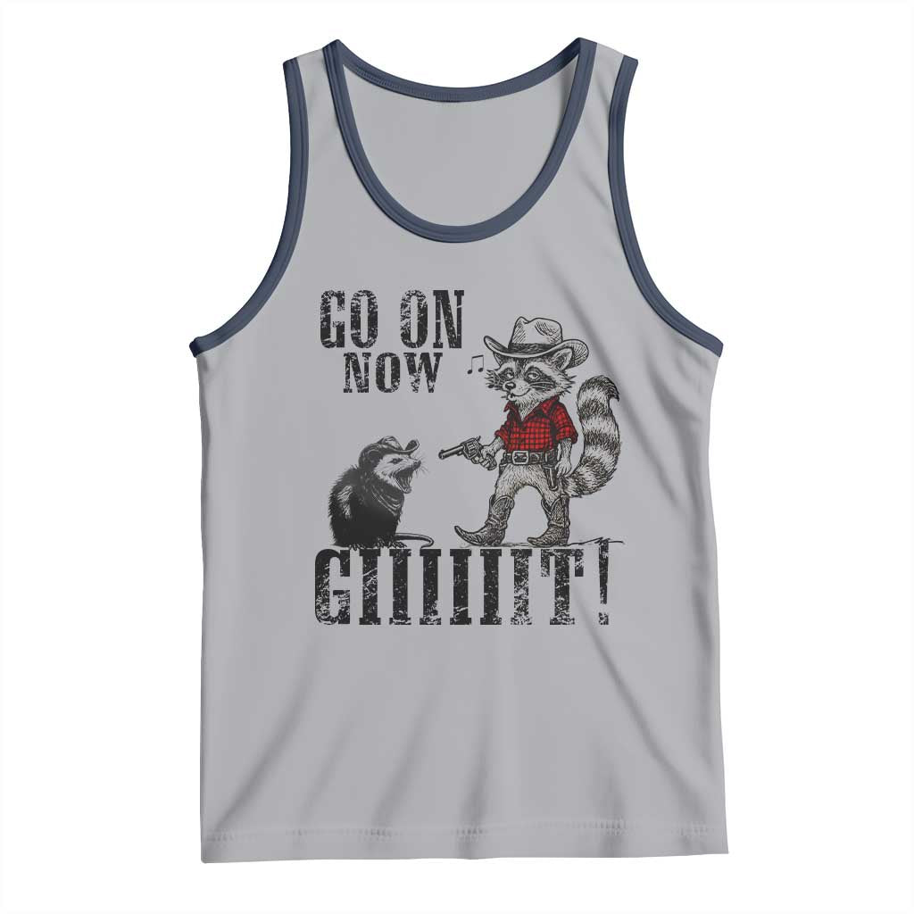 Funny Cowboy Raccoon Opossum Tank Top Go On Now Git - Wonder Print Shop