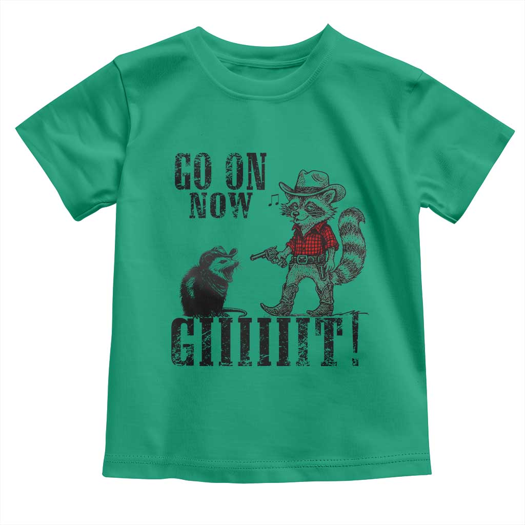 Funny Cowboy Raccoon Opossum Toddler T Shirt Go On Now Git - Wonder Print Shop