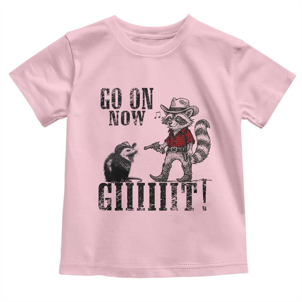 Funny Cowboy Raccoon Opossum Toddler T Shirt Go On Now Git - Wonder Print Shop