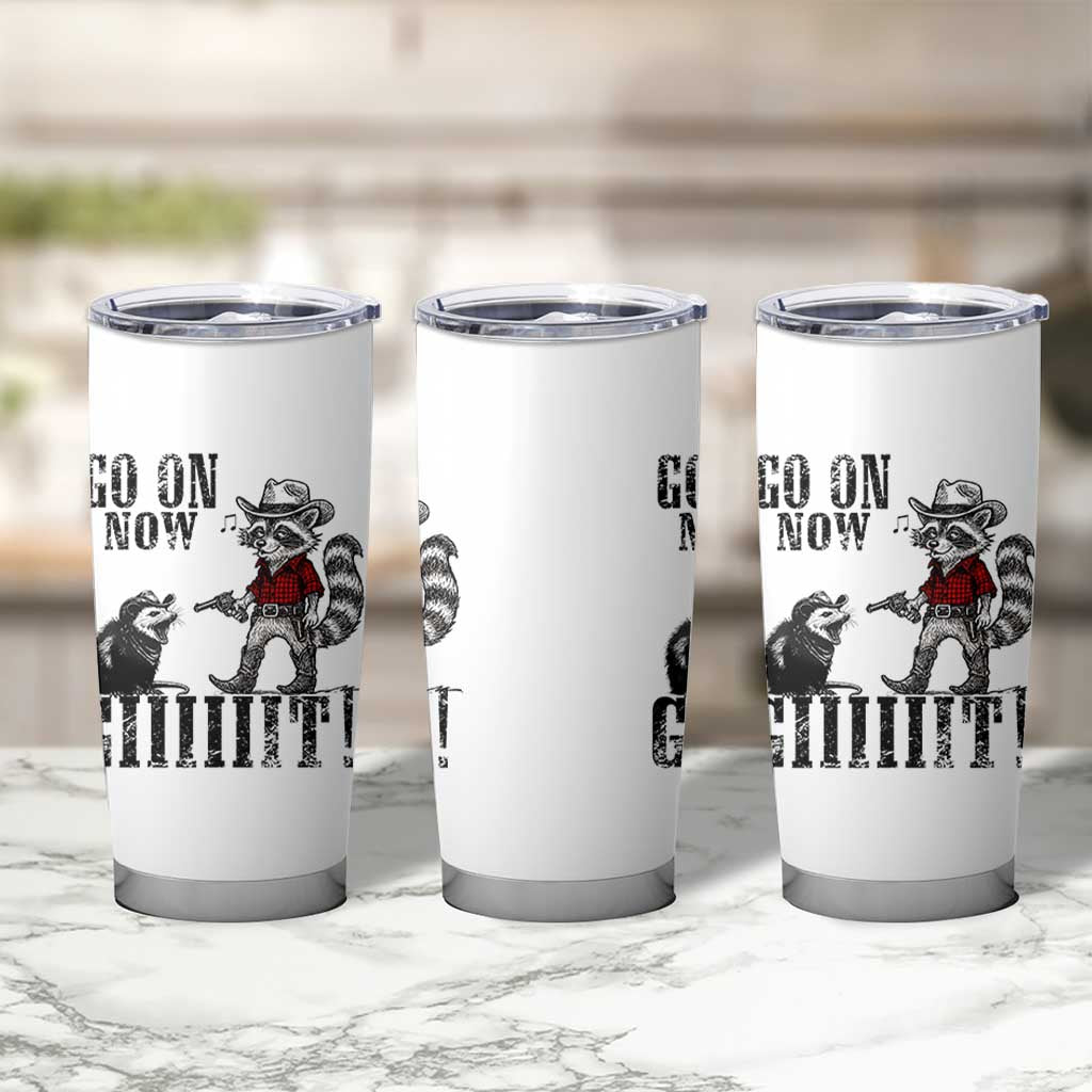 Funny Cowboy Raccoon Opossum Tumbler Cup Go On Now Git - Wonder Print Shop
