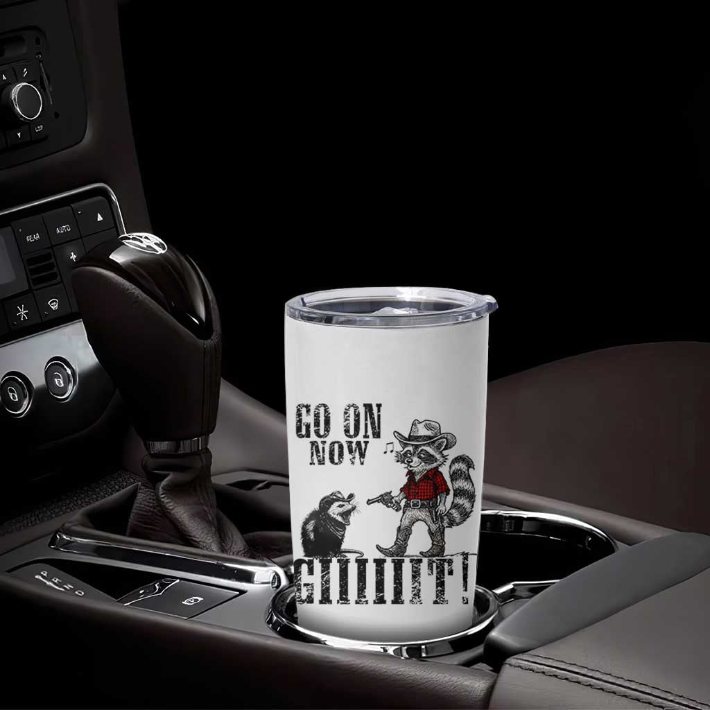 Funny Cowboy Raccoon Opossum Tumbler Cup Go On Now Git - Wonder Print Shop