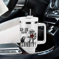 Funny Cowboy Raccoon Opossum Tumbler With Handle Go On Now Git - Wonder Print Shop