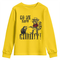Funny Cowboy Raccoon Opossum Youth Sweatshirt Go On Now Git - Wonder Print Shop