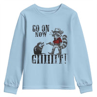 Funny Cowboy Raccoon Opossum Youth Sweatshirt Go On Now Git - Wonder Print Shop