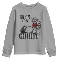 Funny Cowboy Raccoon Opossum Youth Sweatshirt Go On Now Git - Wonder Print Shop
