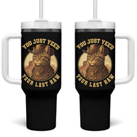 Cowboy Cat Tumbler With Handle You Just Yeehaw Your Last Haw - Wonder Print Shop